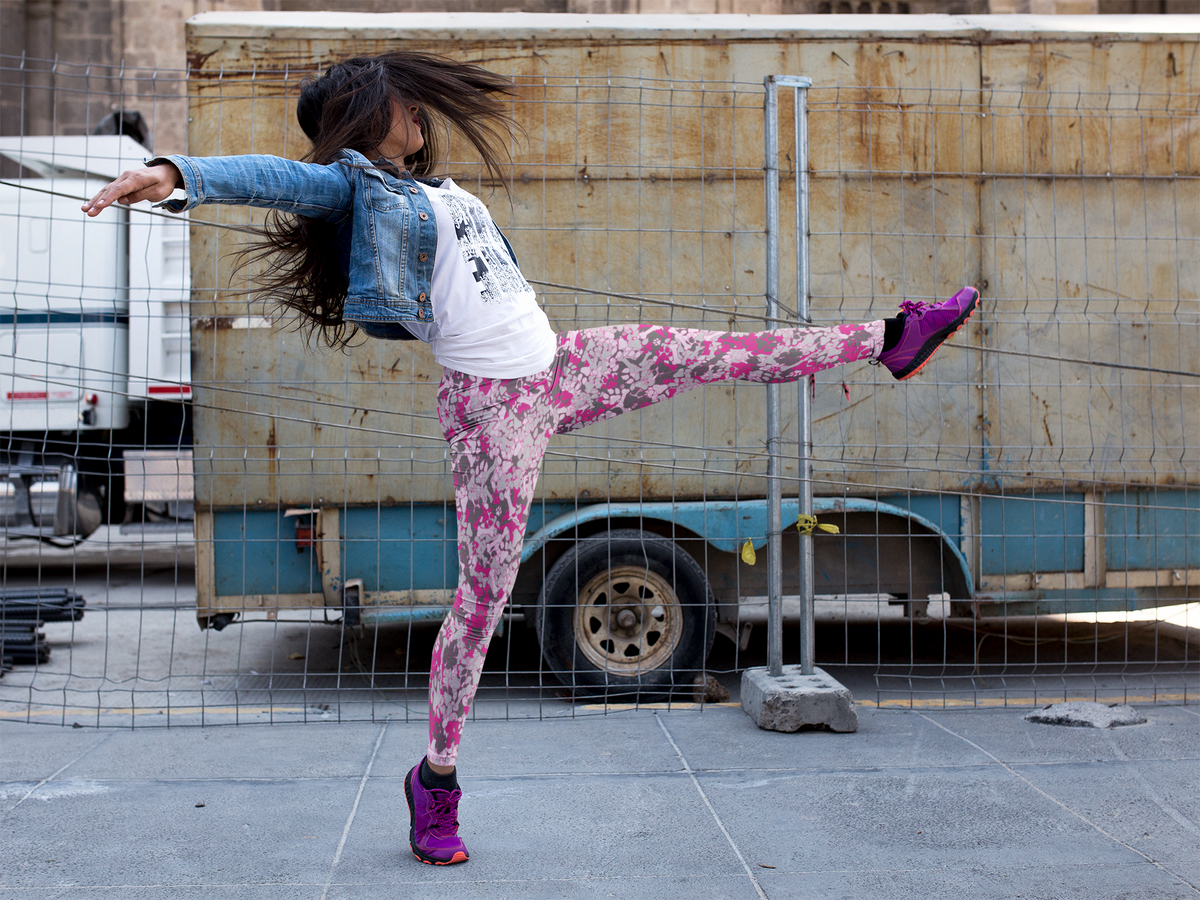Youth Pink Camouflage Pawprint and Bone Leggings