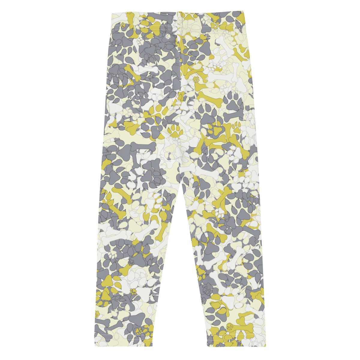 Kids Yellow Camouflage Pawprint and Bone Leggings