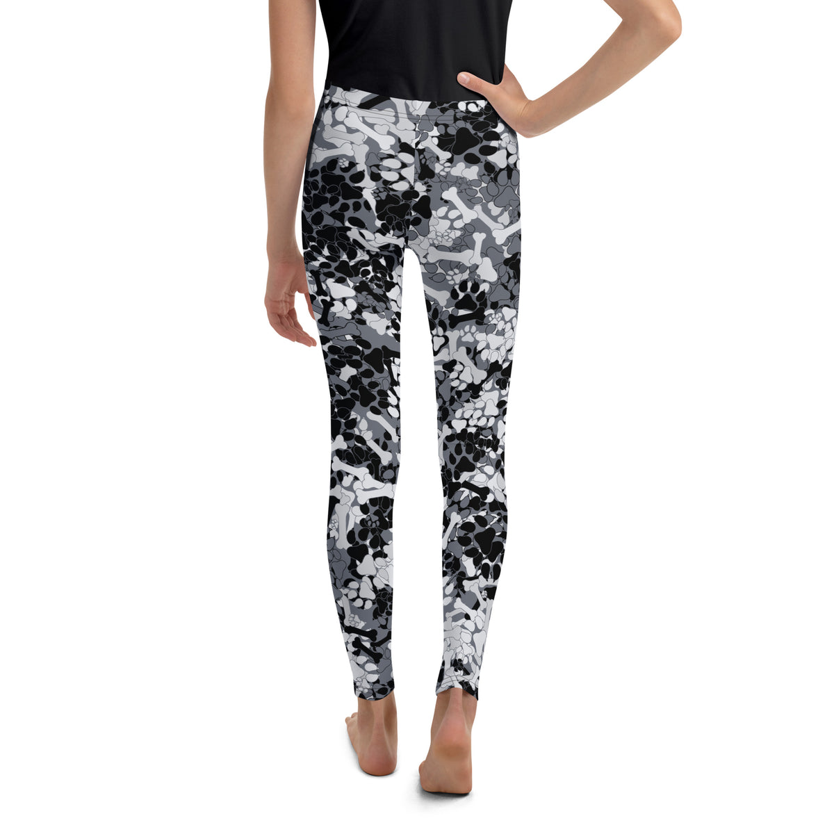 Grey camo leggings for youth