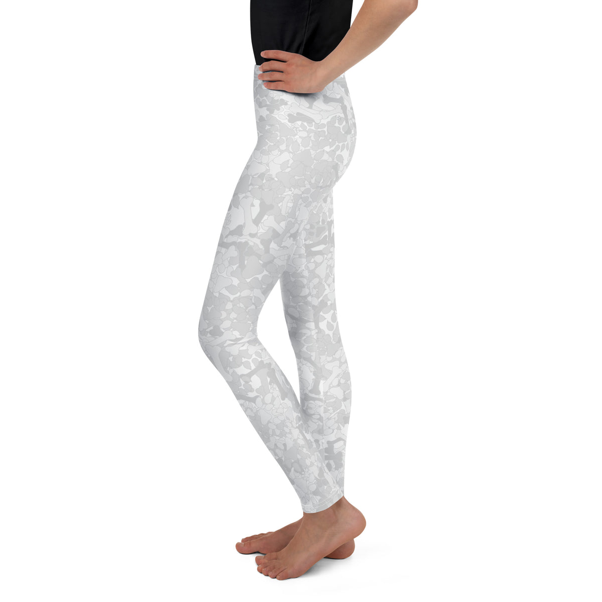 Youth white camouflage leggings