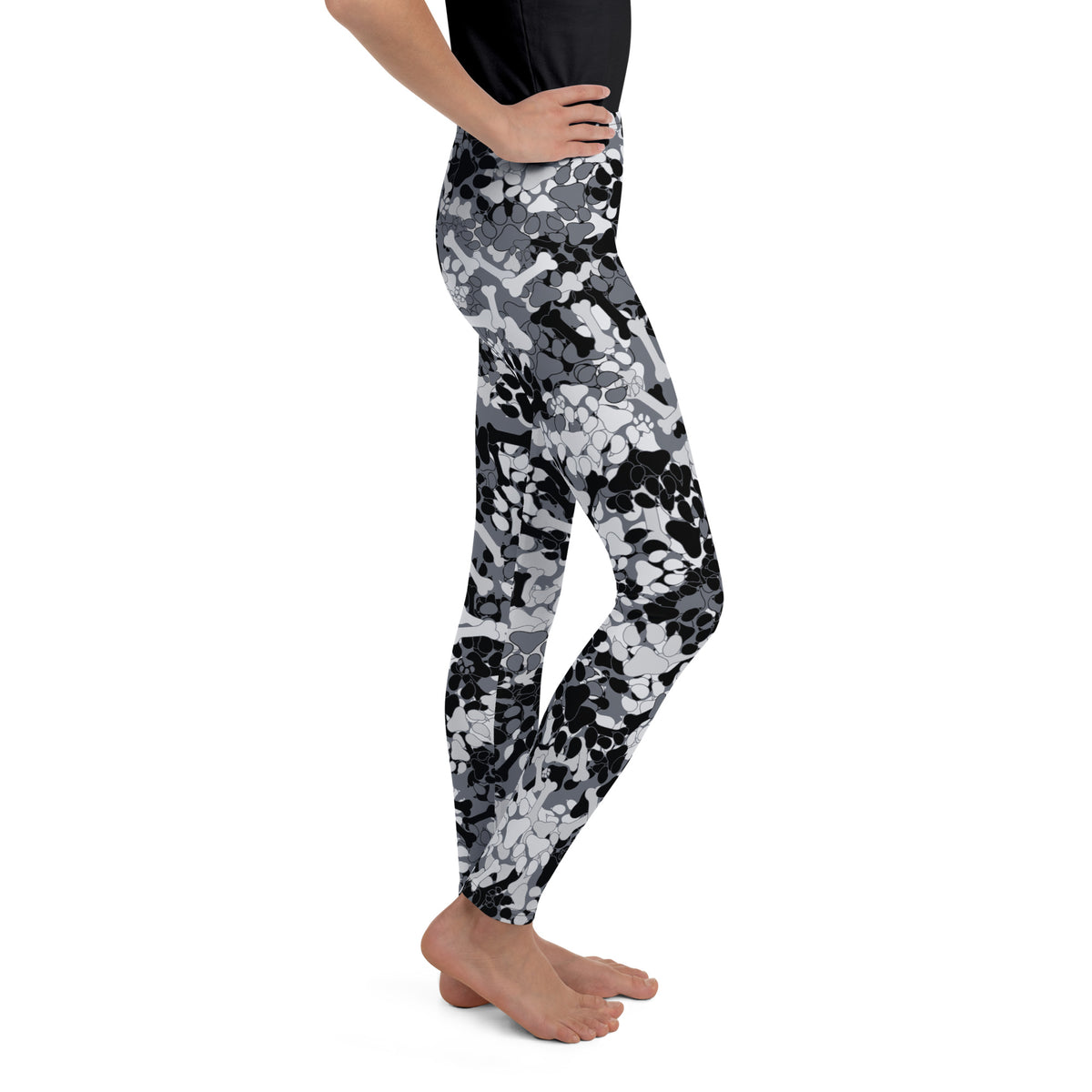 Grey camouflage youth leggings