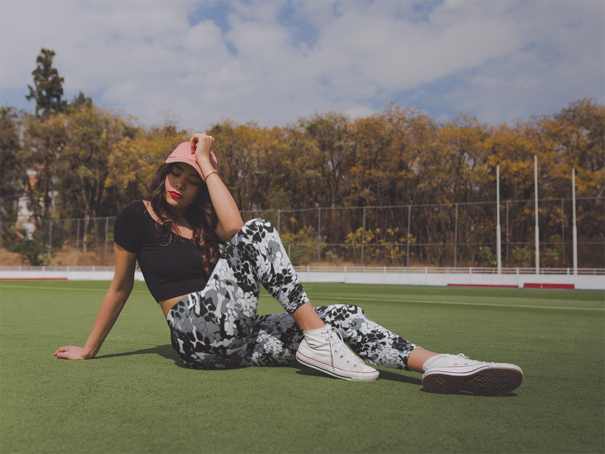 Grey camo leggings for youth