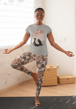 Peach Camo Leggings Youth:Camouflage Pawprints and Bones