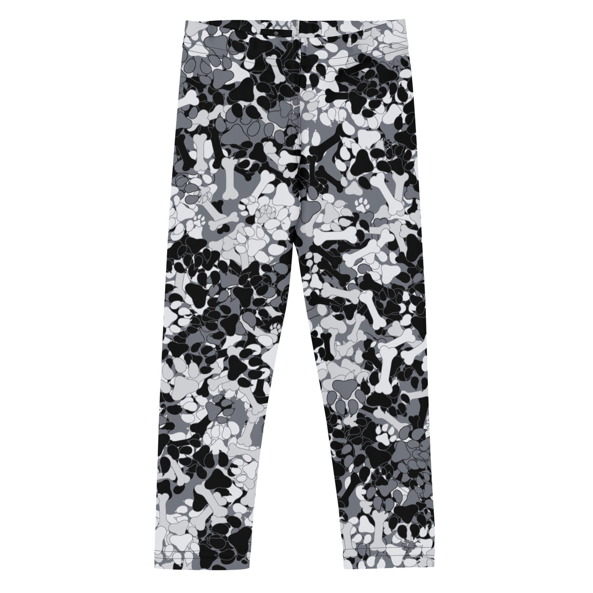 Kids Grey Camouflage Pawprint and Bone Leggings