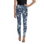 Youth Blue Camouflage Pawprints and Bones Leggings