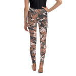 Peach Camo Leggings Youth:Camouflage Pawprints and Bones