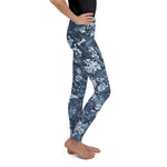 Youth Blue Camouflage Pawprints and Bones Leggings