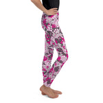 Youth Pink Camouflage Pawprint and Bone Leggings